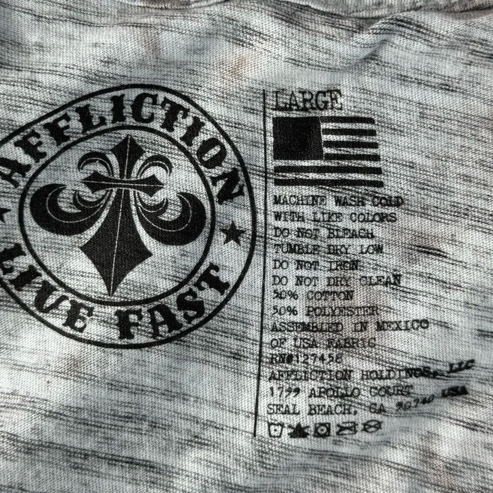 Affliction Men's Long Sleeve Graphic T-shirt -Gray/Black -Various Sizes- NWT - Picture 11 of 12